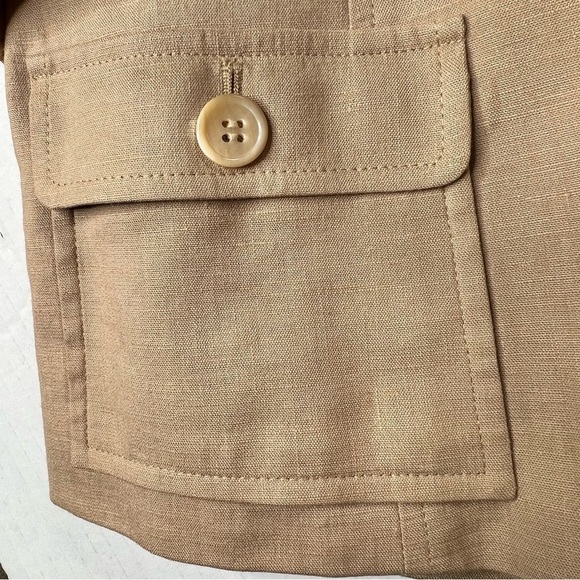 NWOT TALBOTS Tan Linen Blend Belted Blazer Jacket Petites Size 10P - Picture 10 of 16